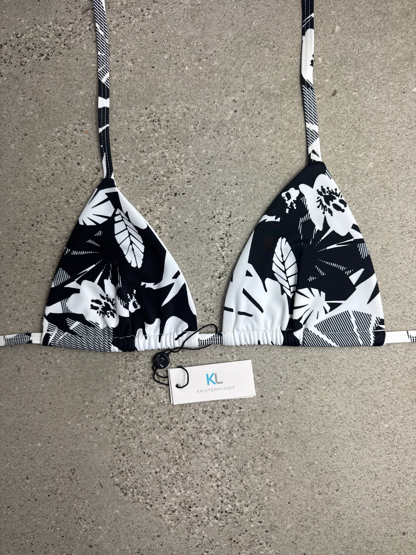 Black & White Floral Bikini Top