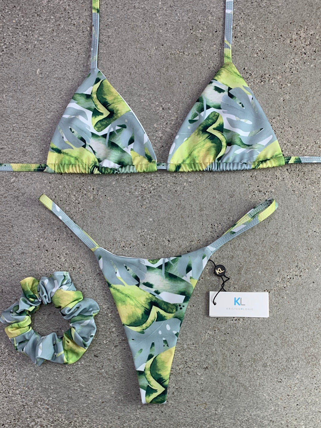 Top bikini Rainforest lime/grigio