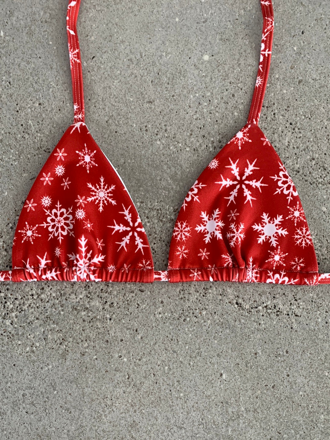 Snowflake on Red Bikini Top