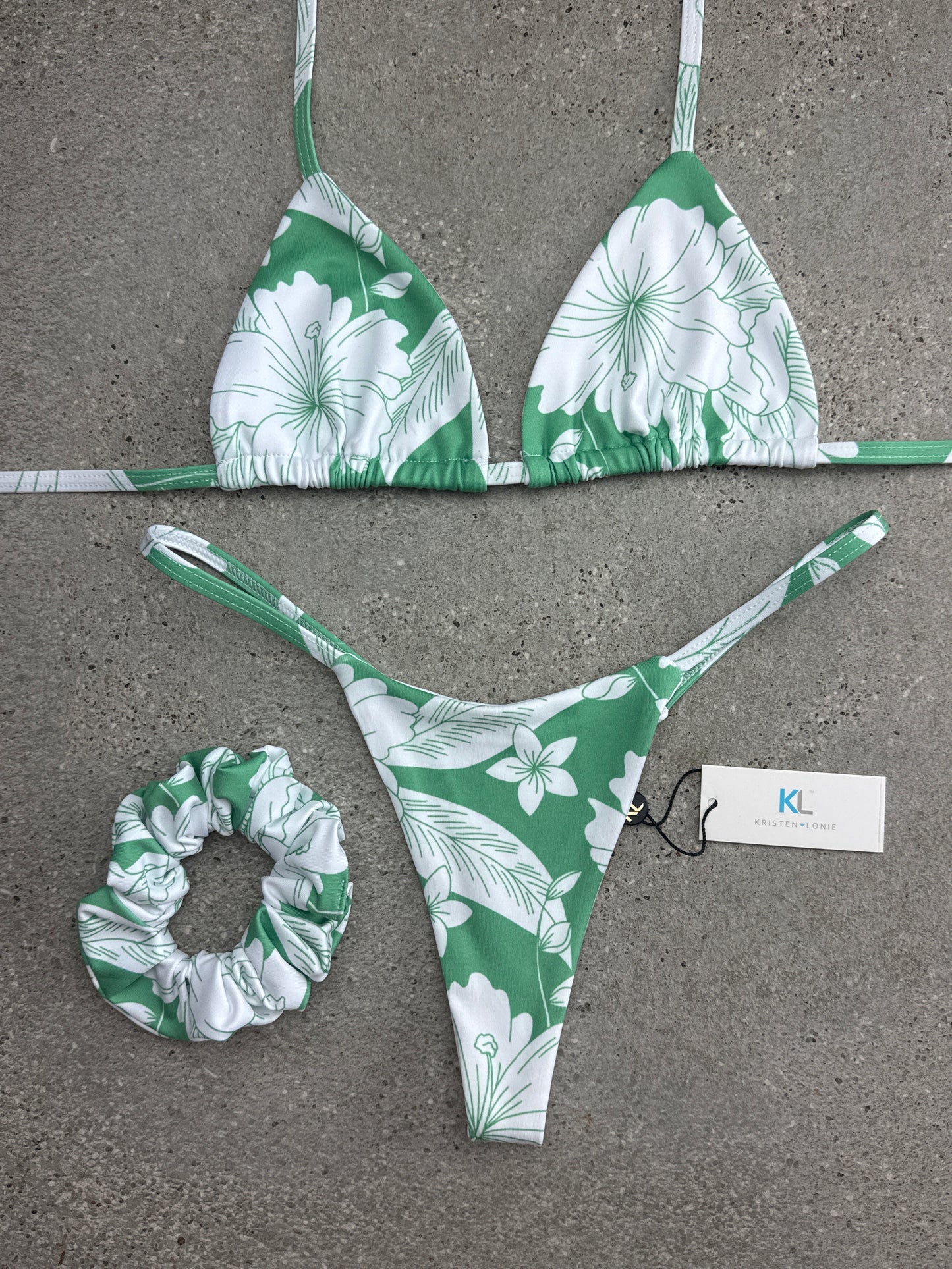 Frangipani Bikini Top (Green)