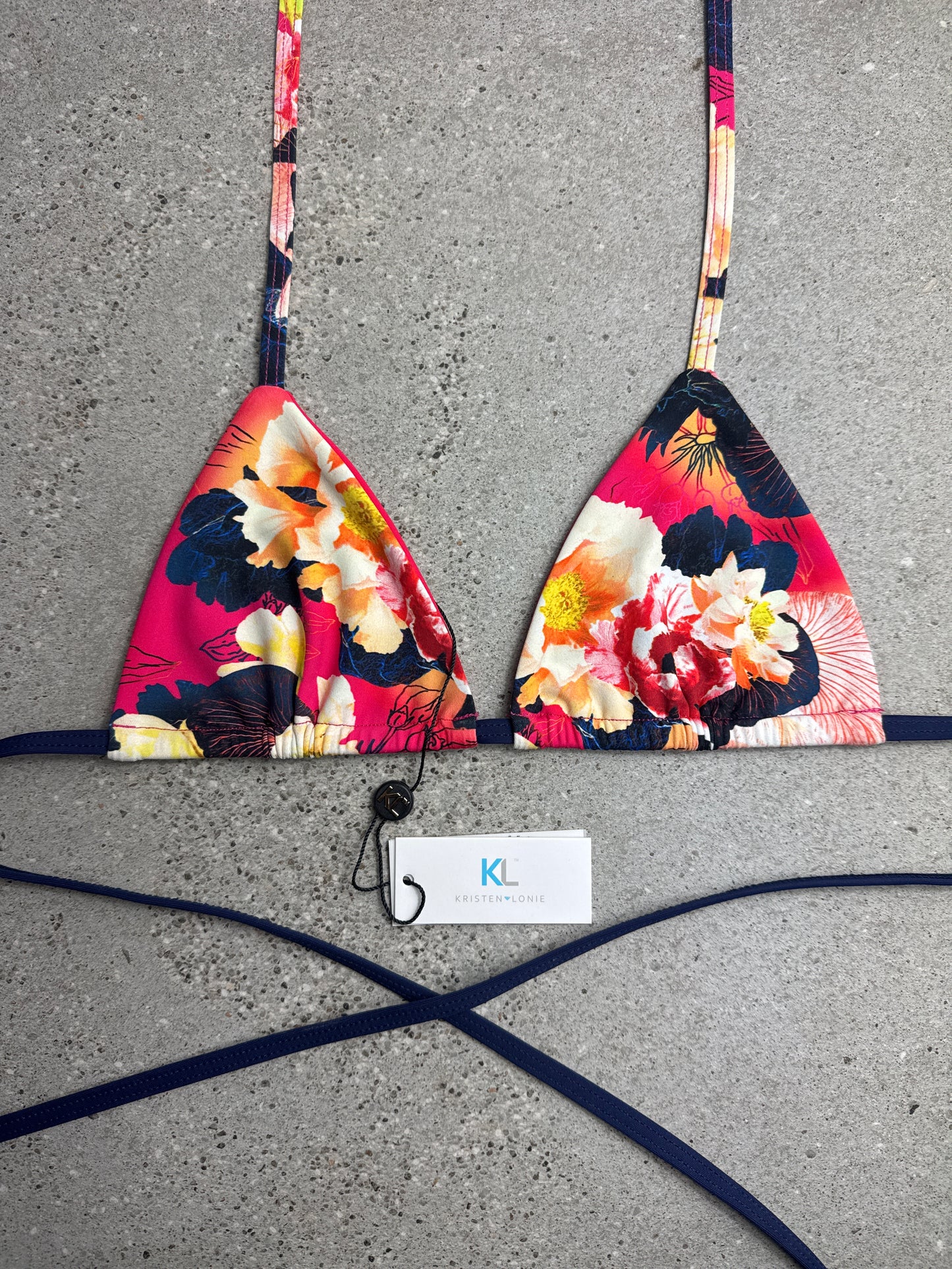 Summer Bliss Floral Bikini Top (w/Navy back strap)