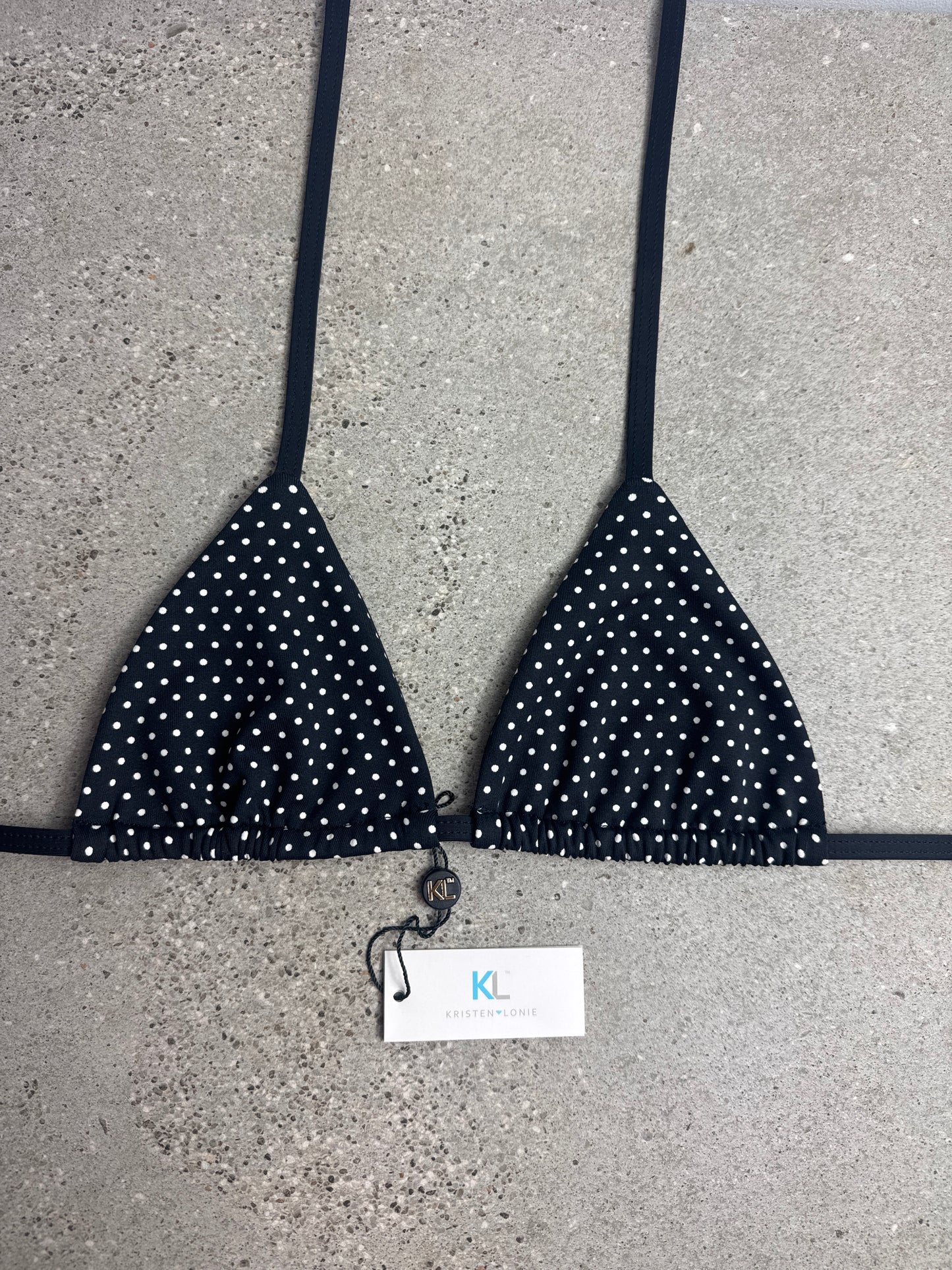 Black Polka Dot Bikini Top (w/black straps)