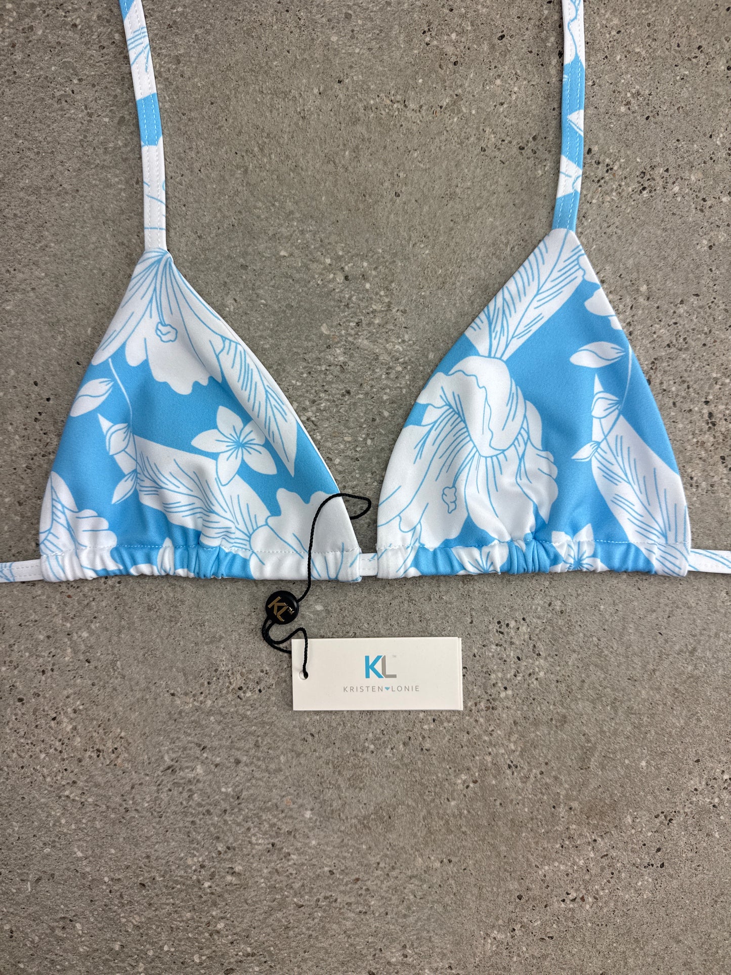 Frangipani Bikini Top (Baby Blue)