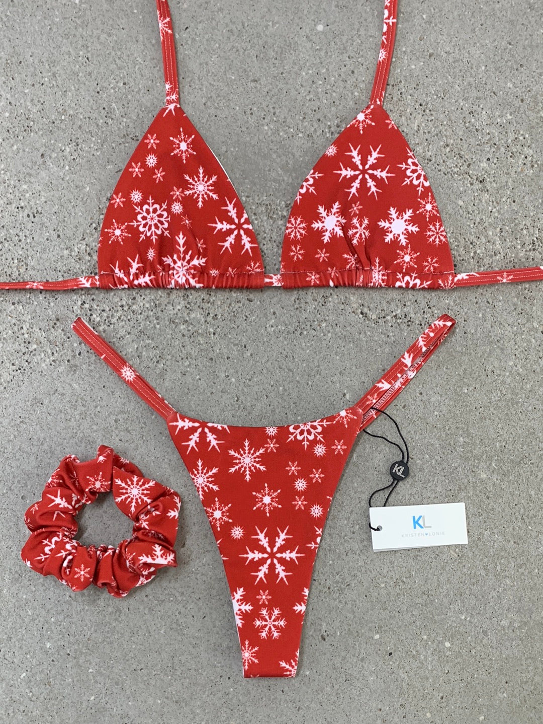 Snowflake on Red Bikini Top