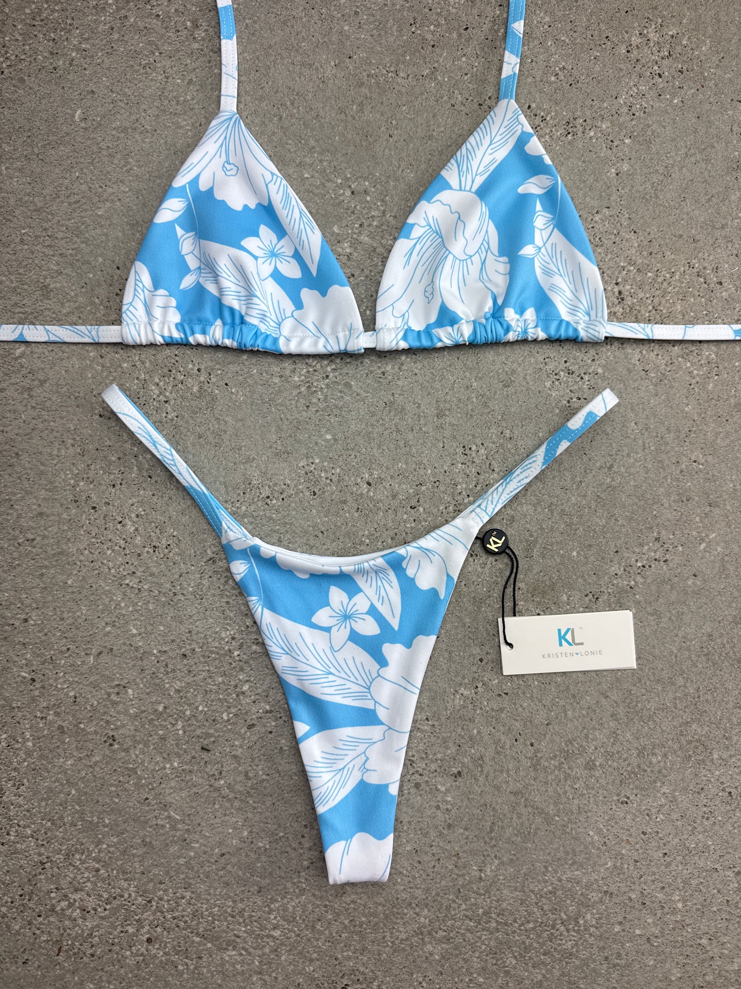 Frangipani Bikini Top (Baby Blue)