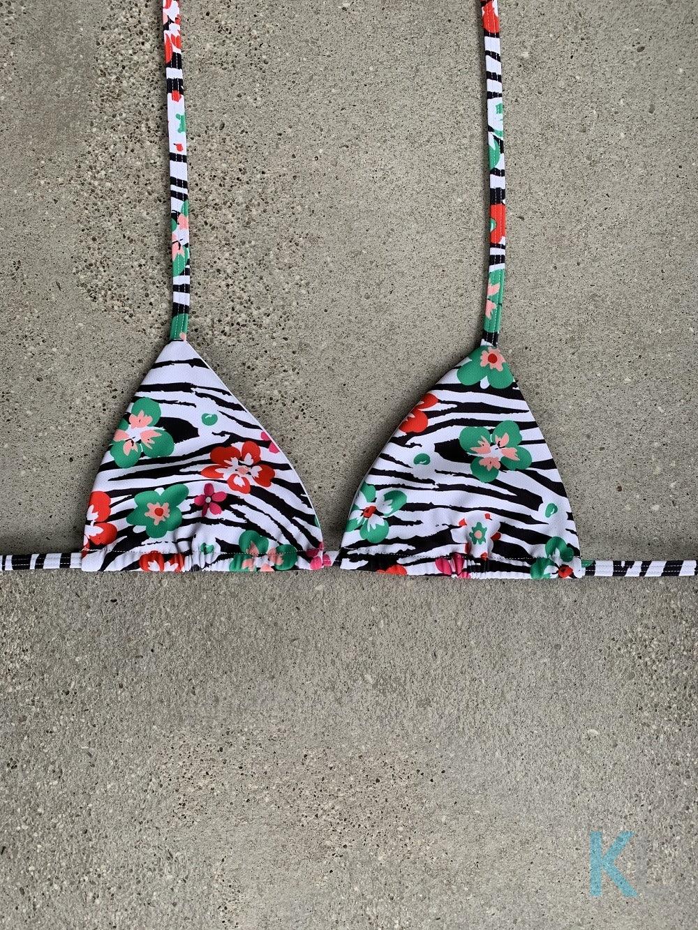 Floral Zebra Bikini Top - Kristen Lonie Swimwear