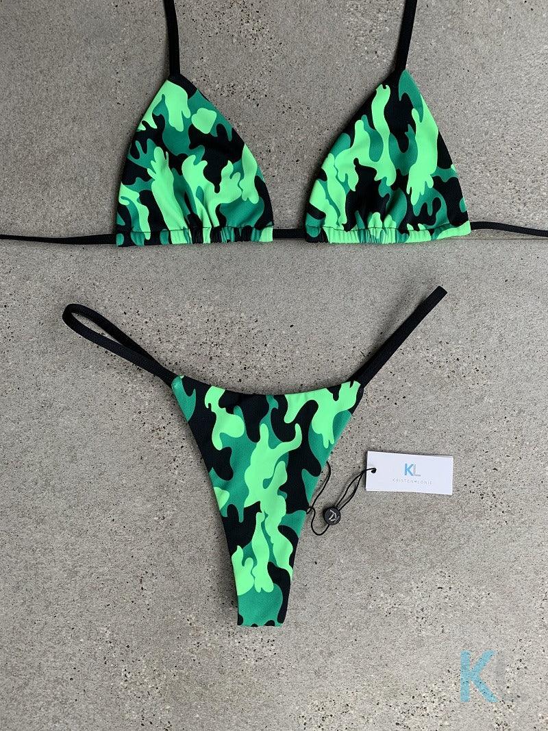 Green Camo Bikini Top - Kristen Lonie Swimwear