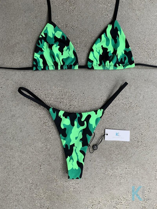 Green Camo Bikini Top - Kristen Lonie Swimwear