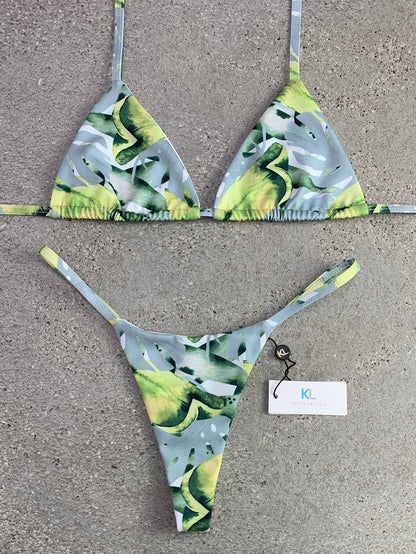 Top de bikini Rainforest lima/gris