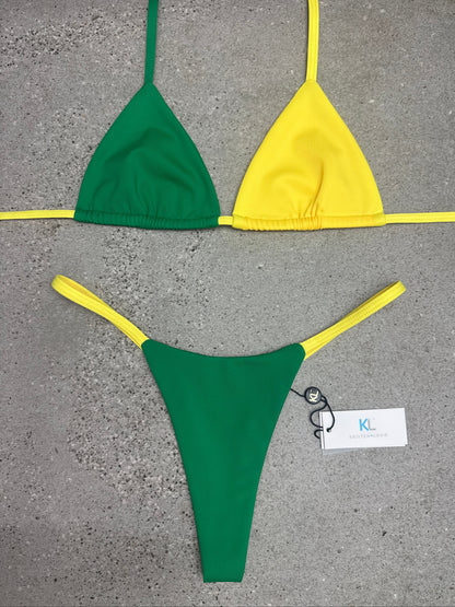 Green/Yellow  Bikini Top