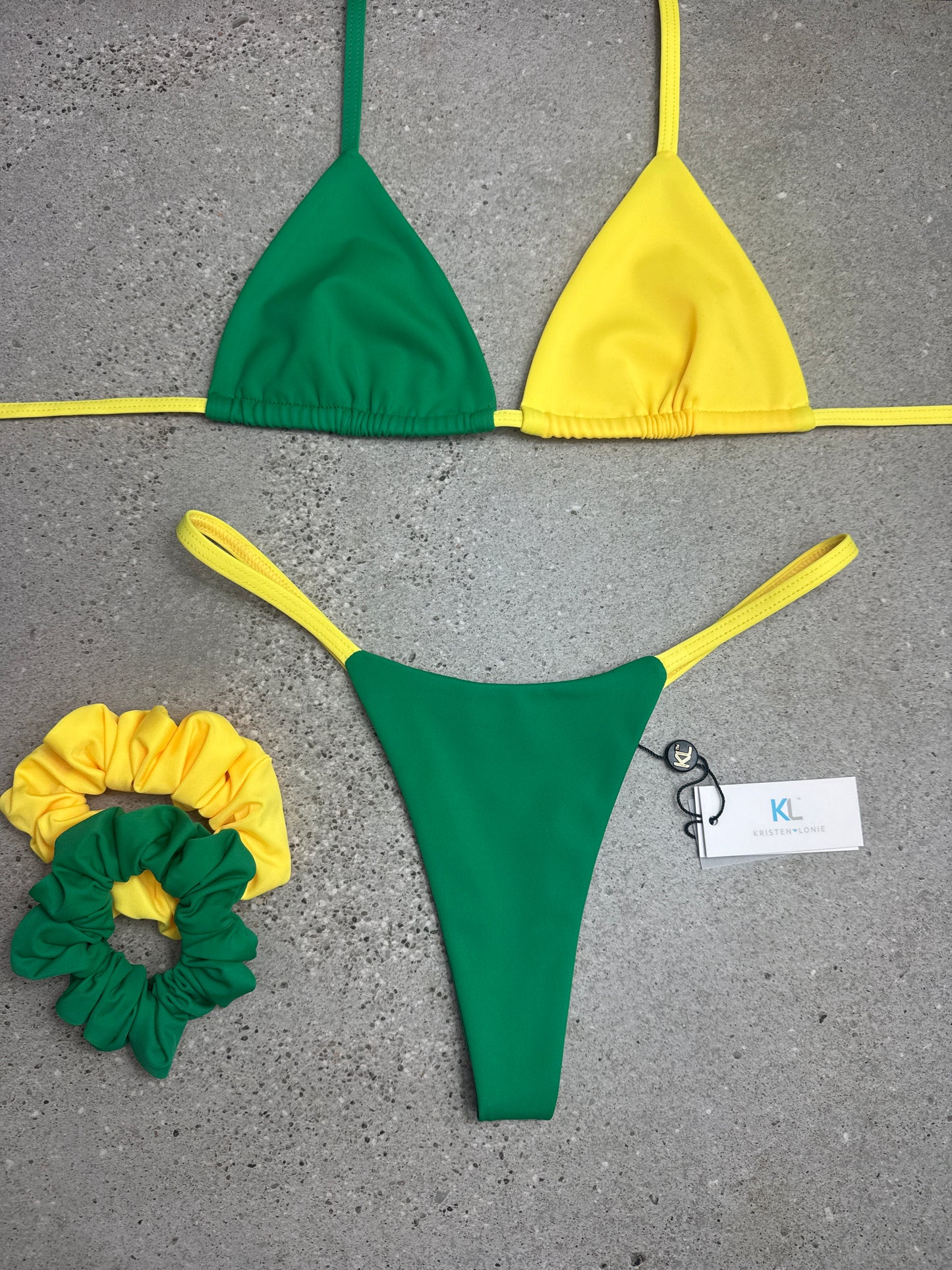Green/Yellow  Bikini Top