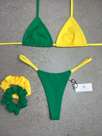Green/Yellow  Bikini Top