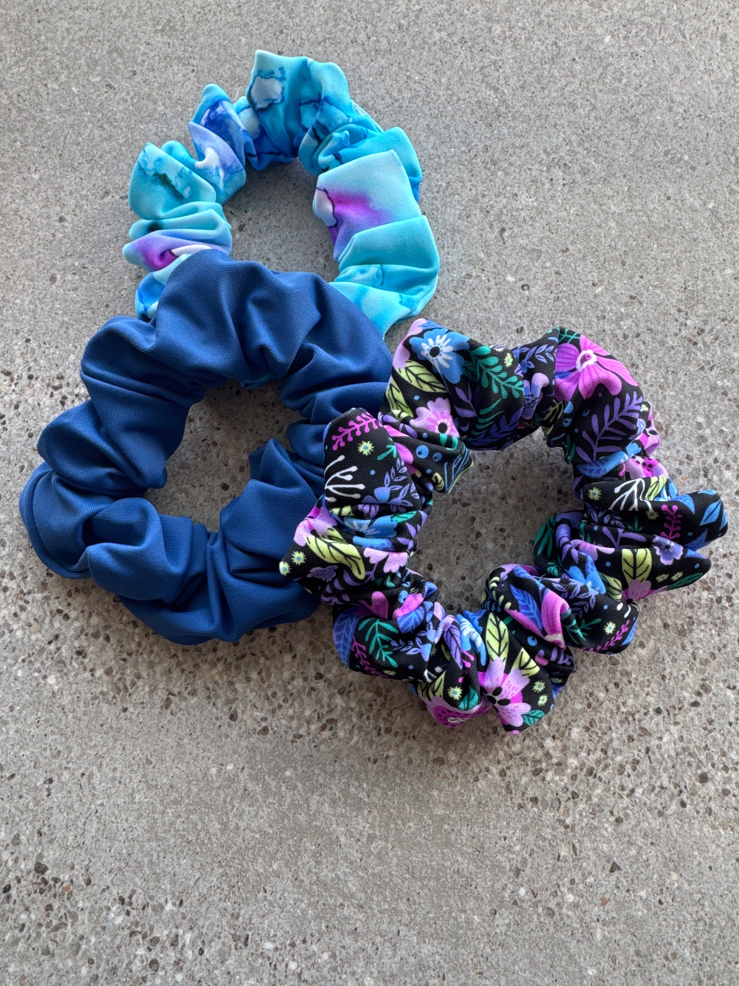 3 Piece Hair Scrunchie Set (Rich Navy)