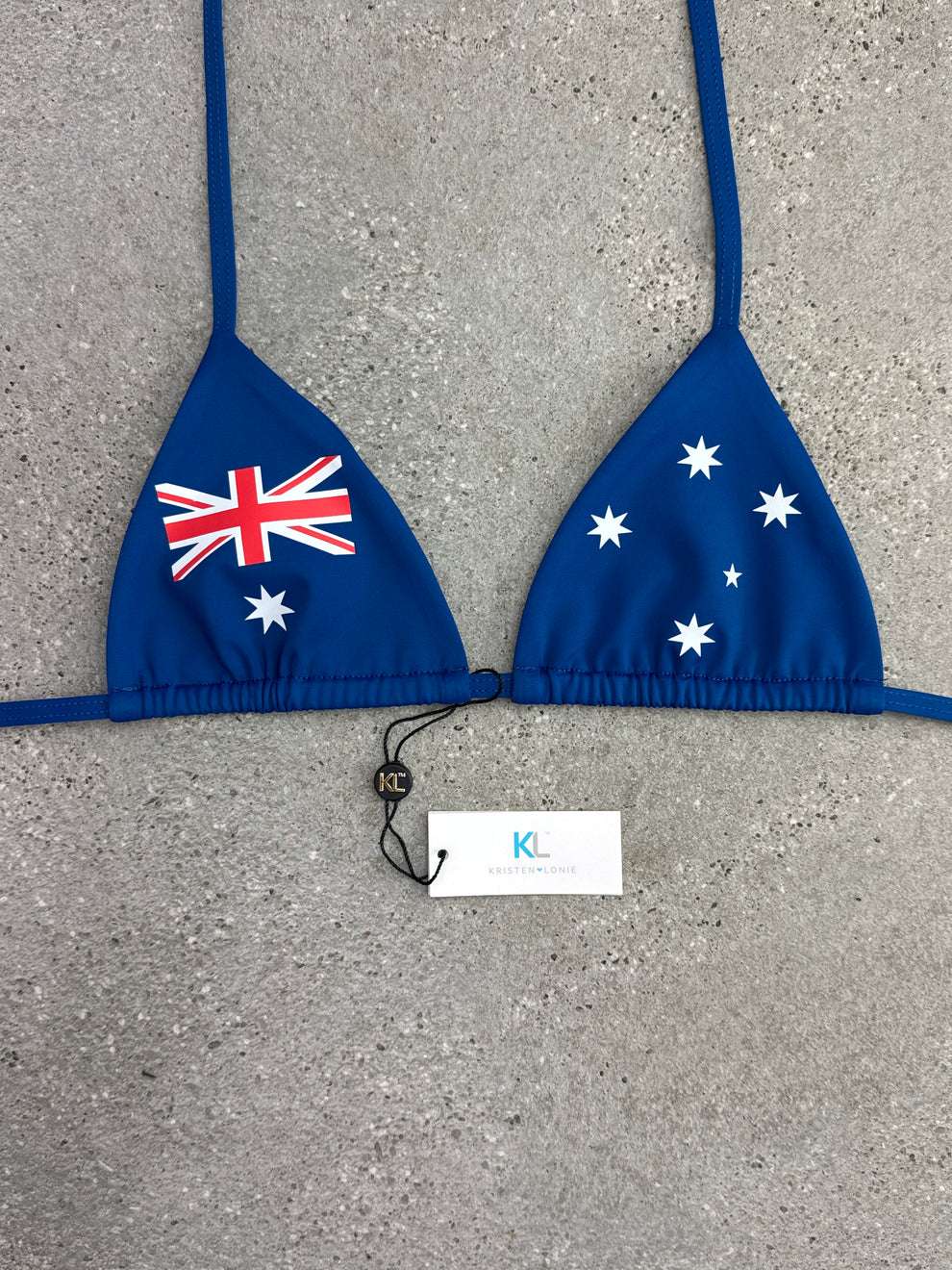 Australian Flag Bikini Top (Blue Lagoon) – Kristen Lonie Swimwear