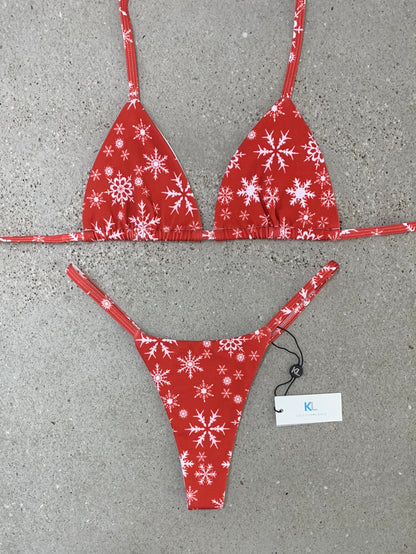 Snowflake on Red Bikini Top