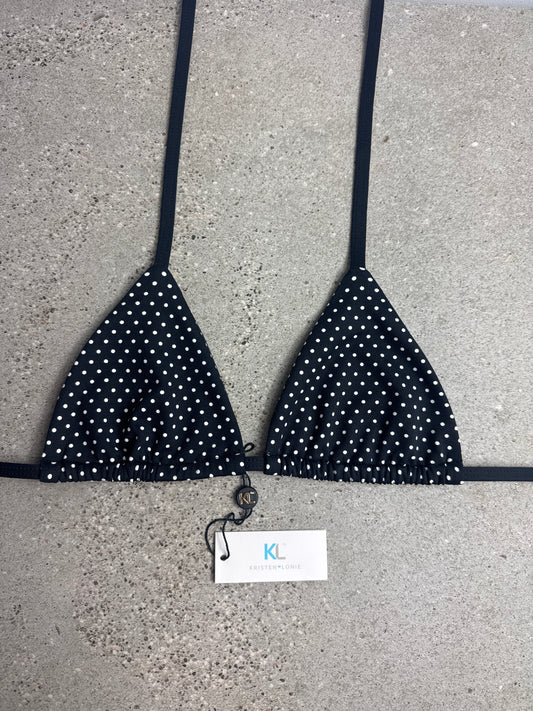 Black Polka Dot  Bikini Top (w/black straps)
