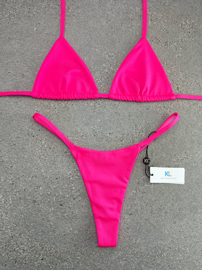 Electric Pink Bikini Top (With Light Pink Stitching)