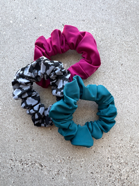 3 Piece Hair  Scrunchie Set (Grey Leopard)