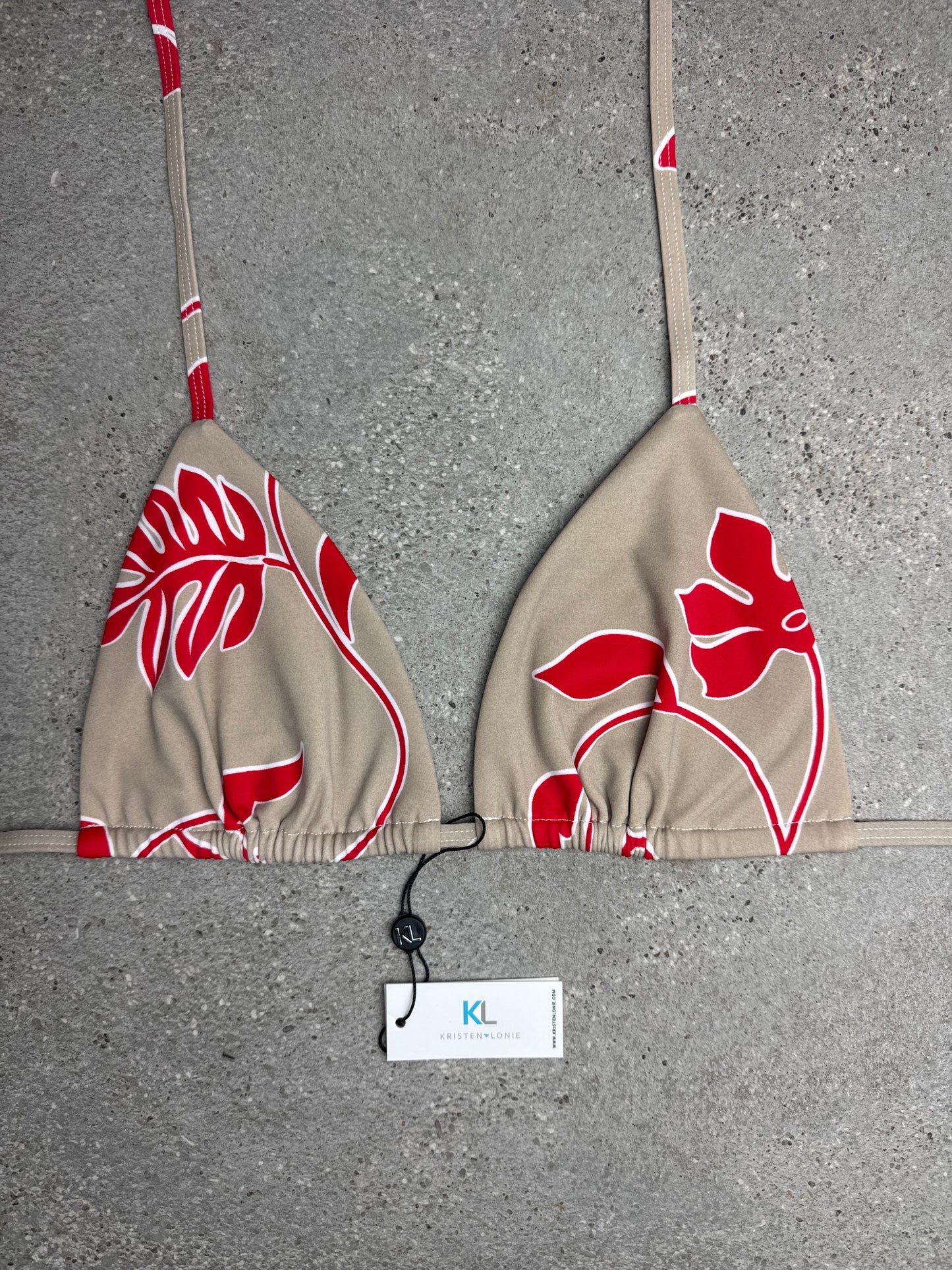 Red | Nude Leaf Print Bikini Top