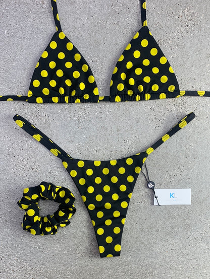 Yellow Polka Dot Bikini Top