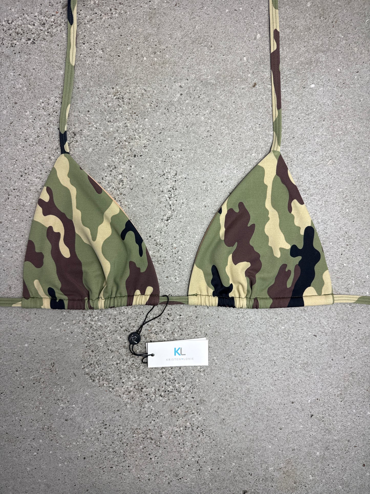 Light Olive Camo Bikini Top