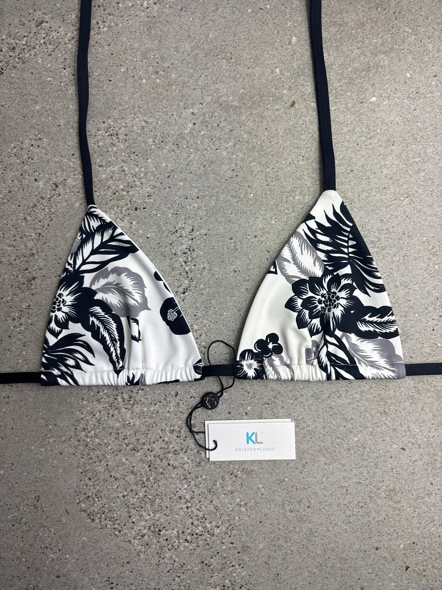 Black & Grey Floral Bikini Top