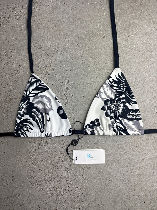 Black & Grey Floral Bikini Top