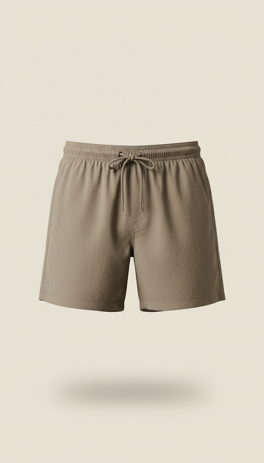 Minimalist Swim Shorts in Driftwood Taupe