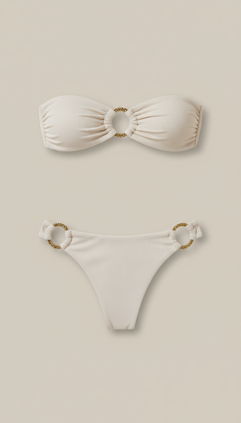 Bandeau Bikini Set with Gold Accent