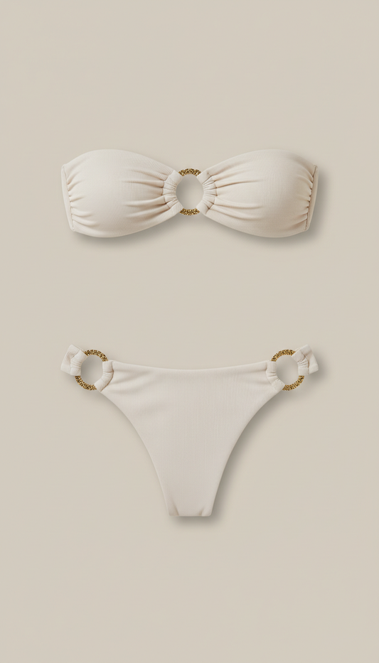 Bandeau Bikini Set with Gold Accent