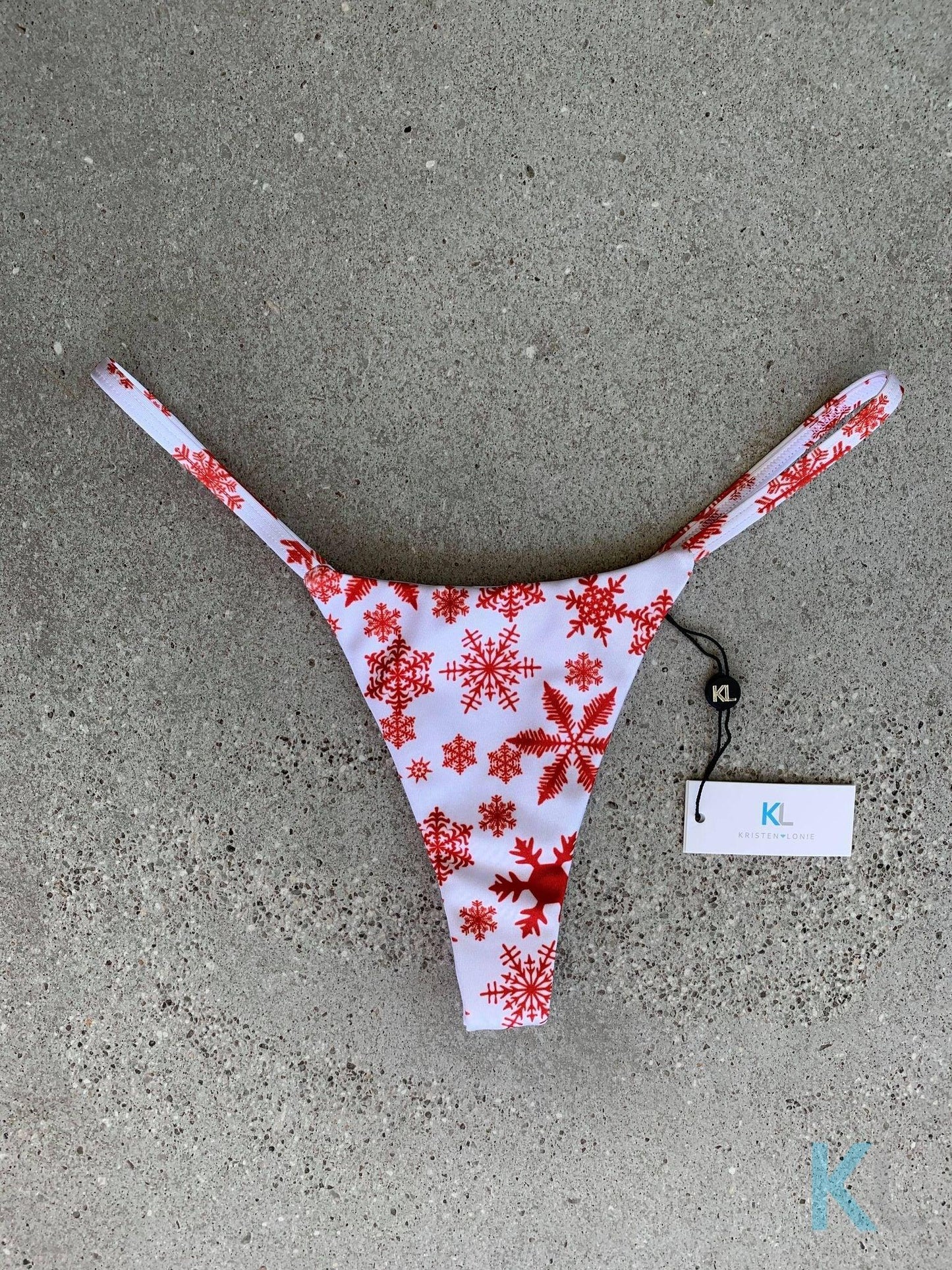 Snowflake on White Bikini Bottom - Kristen Lonie Swimwear