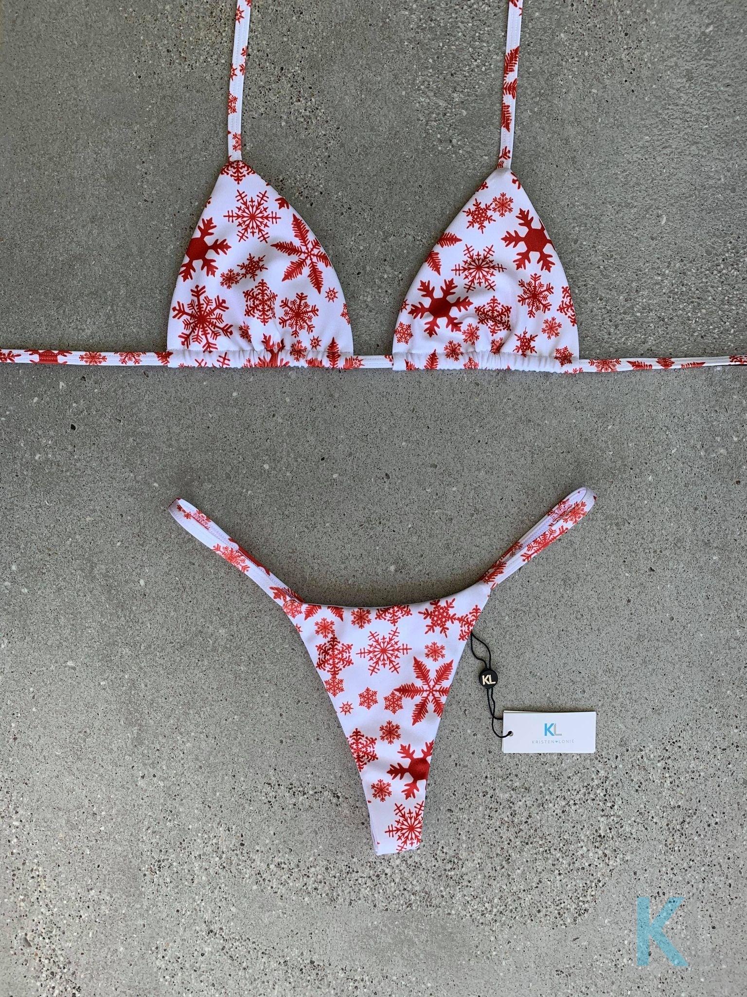 Snowflake on White Bikini Top - Kristen Lonie Swimwear