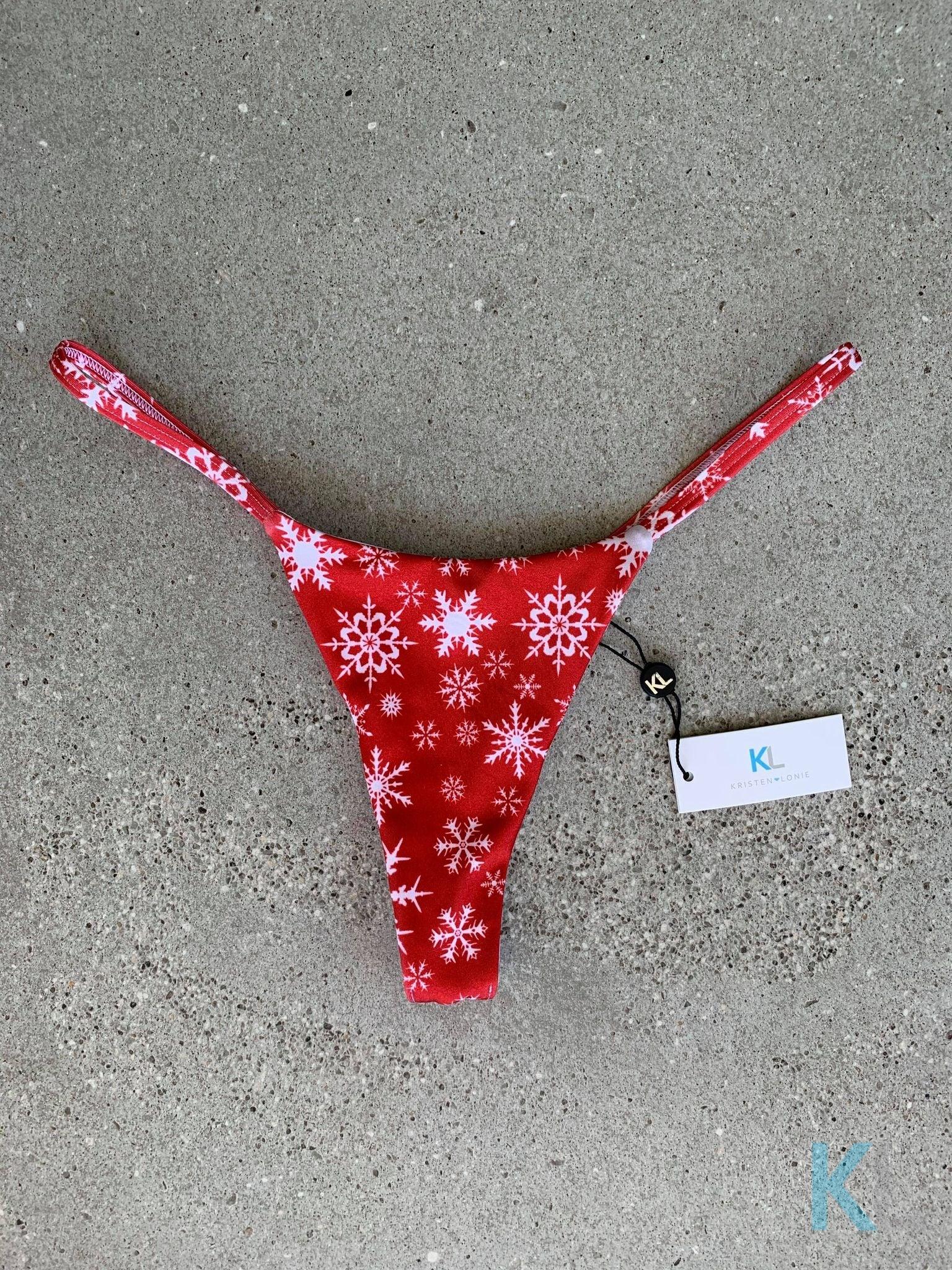 Snowflake on Red Bikini Bottom - Kristen Lonie Swimwear