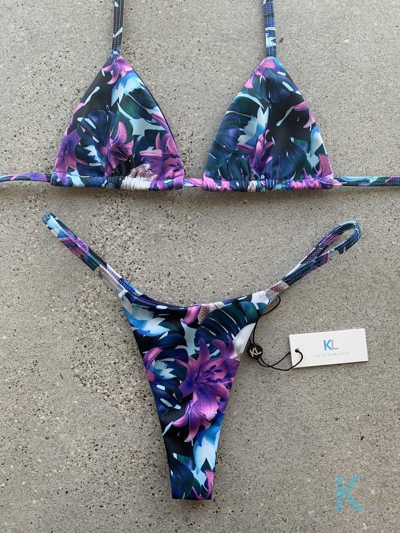 Tropical Vibe (Blue) Bikini Top - Kristen Lonie Swimwear