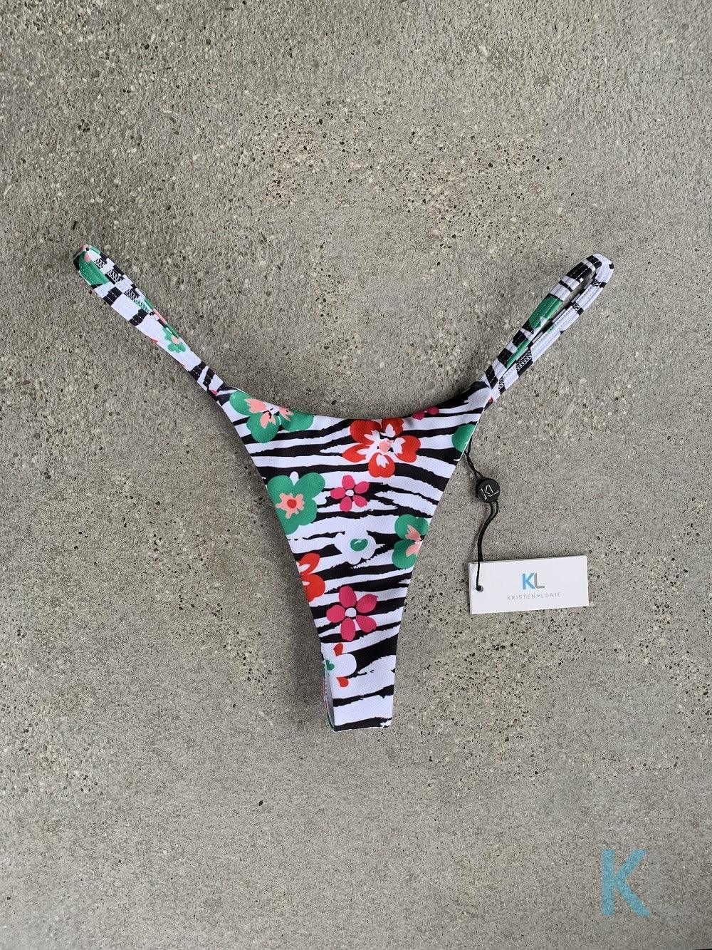 Floral Zebra Bikini Bottom - Kristen Lonie Swimwear