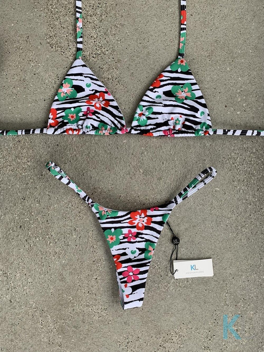 Floral Zebra Bikini Top - Kristen Lonie Swimwear