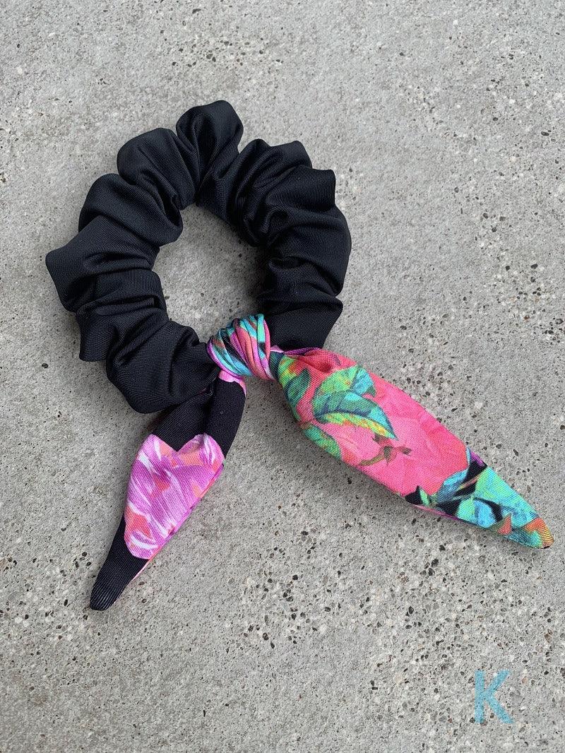 Floral/Black Scrunchie - Kristen Lonie Swimwear