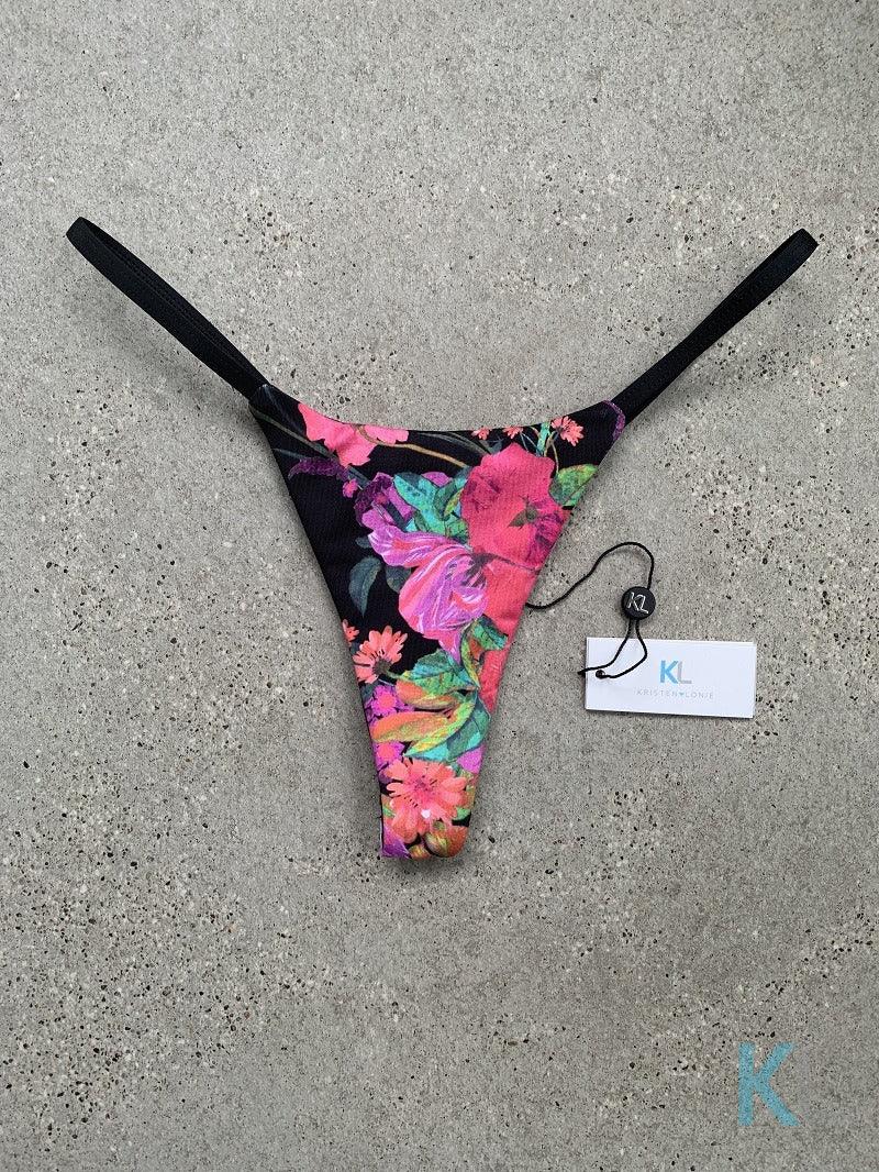 Floral on Black CheekyG Bikini Bottom - Kristen Lonie Swimwear