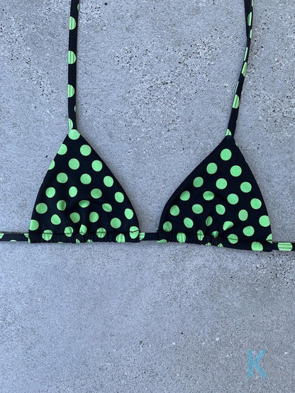 Green Polka Dot Bikini Top - Kristen Lonie Swimwear