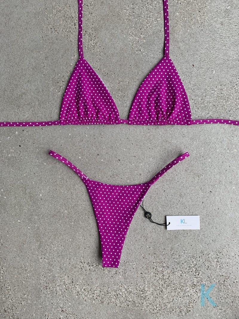Fuchsia Polka Dot Bikini Top - Kristen Lonie Swimwear