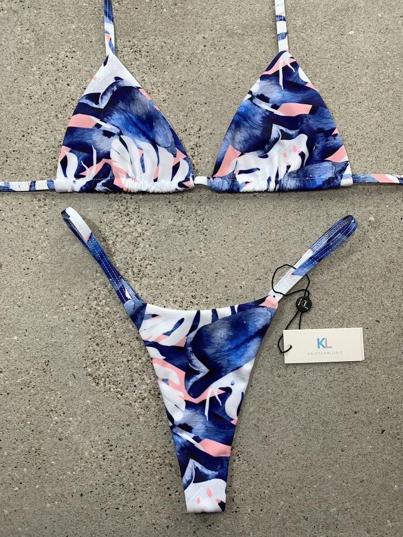 Blue/Pink Rainforest Bikini Top - Kristen Lonie Swimwear
