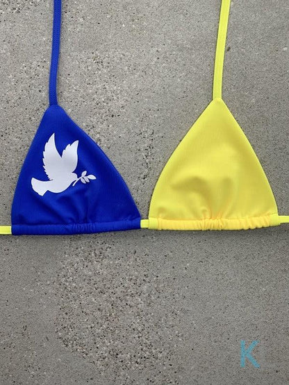 Ukraine Peace Bikini Top - Kristen Lonie Swimwear