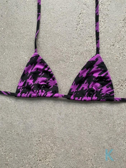 Houndstooth Purple Bikini Top - Kristen Lonie Swimwear