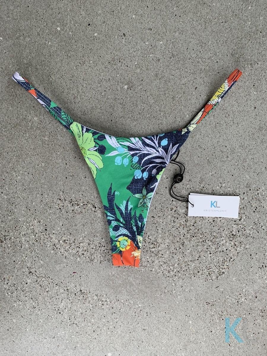 Denim Floral Print Bikini Bottom - Kristen Lonie Swimwear
