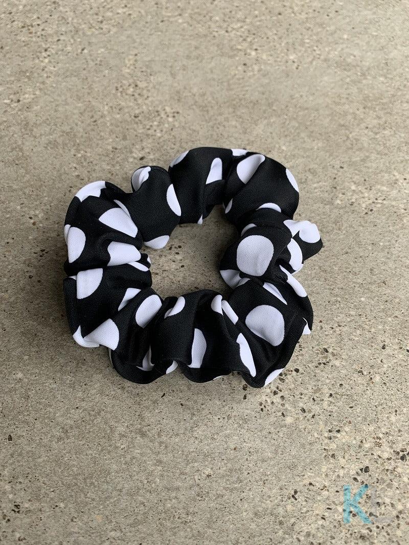 White on Black Polka Dot Hair Scrunchie - Kristen Lonie Swimwear