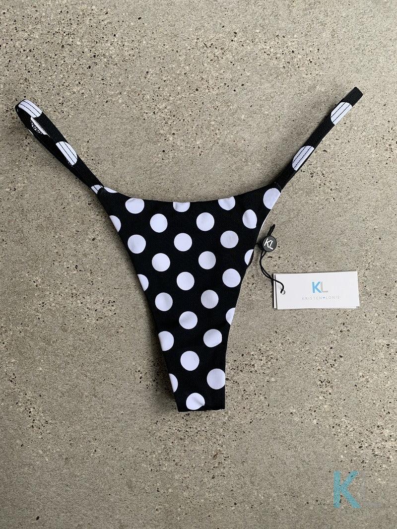 White on Black Polka Dot Bikini Bottom - Kristen Lonie Swimwear