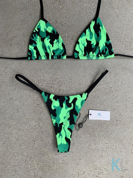 Green Camo Bikini Top – Kristen Lonie Swimwear