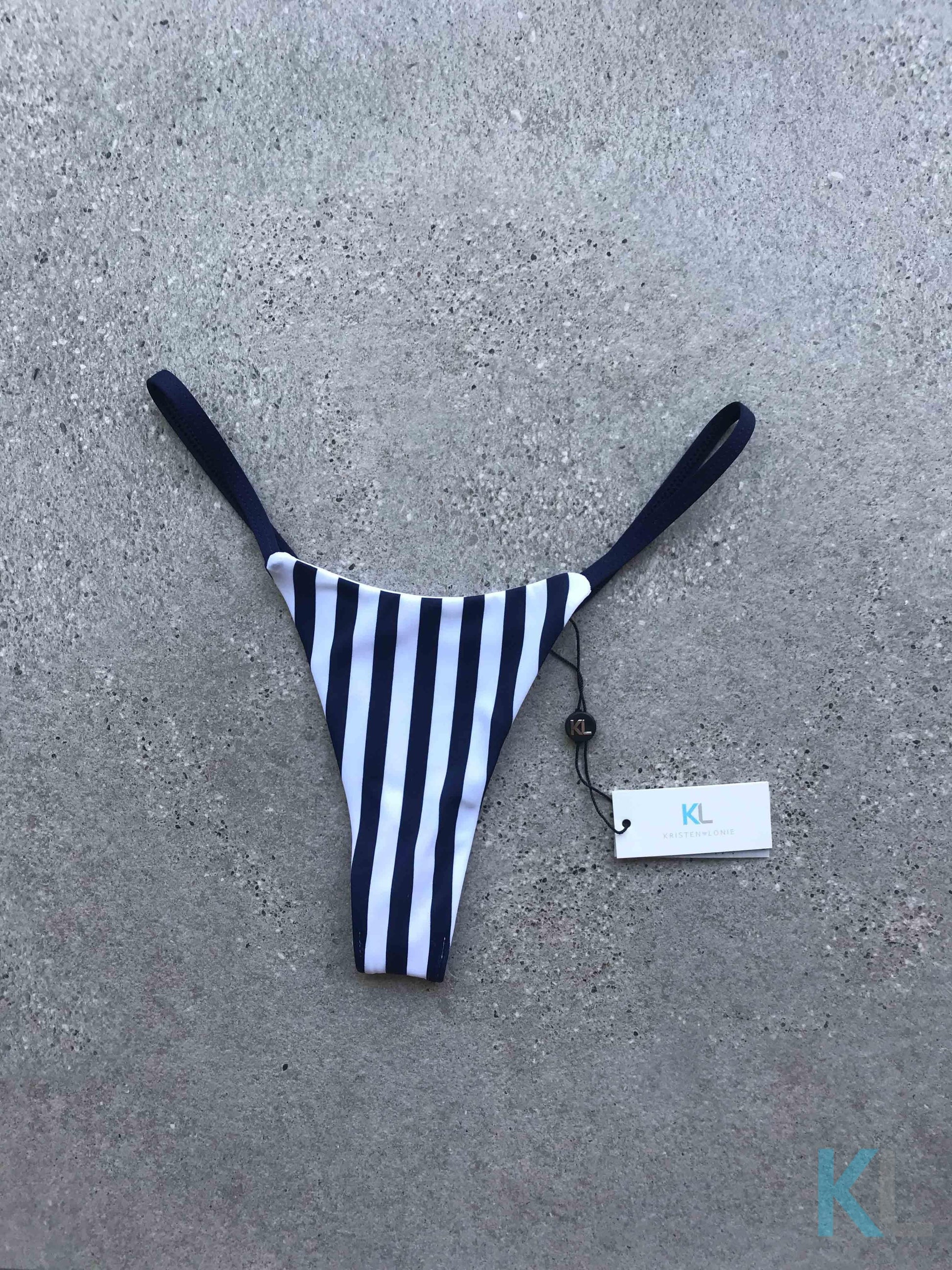 Navy & White Stripe Bikini Bottom - Kristen Lonie Swimwear