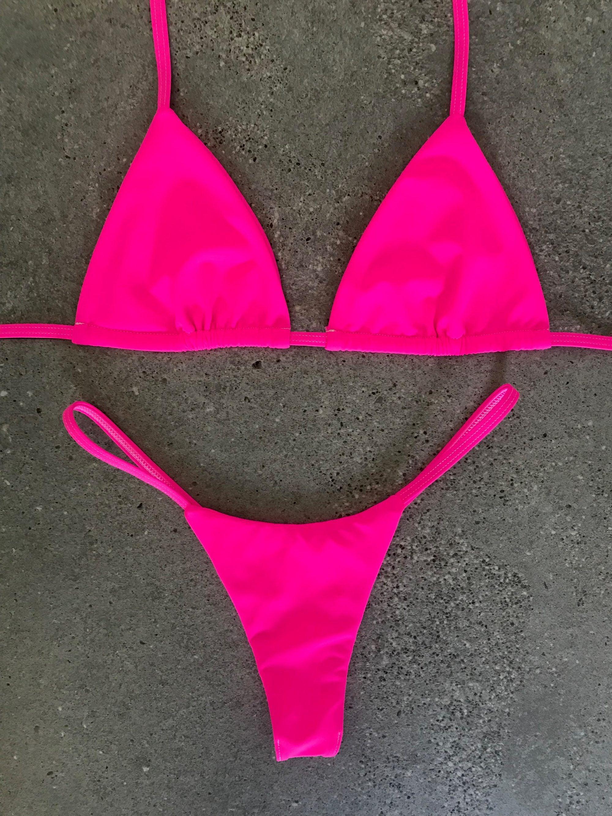 Neon Pink Bikini Top Kristen Lonie Swimwear