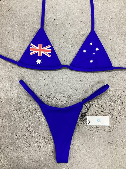 Australian Flag Bikini Top - Royal Blue - Kristen Lonie Swimwear